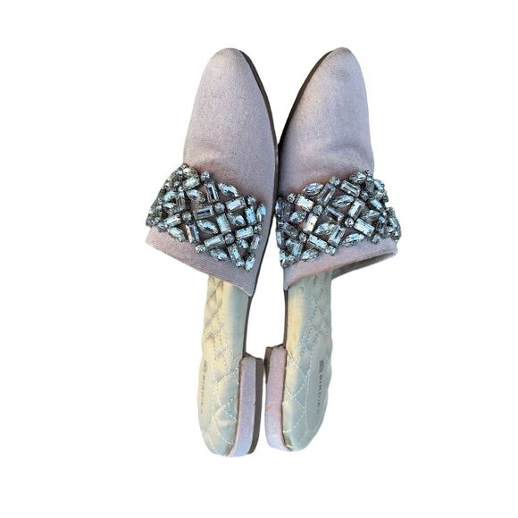 Birdies The SongBird Pink Velvet Mule Slippers Size 6.5 Crystal Embellished - Picture 7 of 11